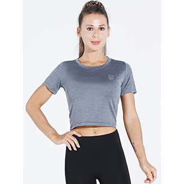 NELEUS Women's Athletic Running Crop Shirts - 3 Pack
