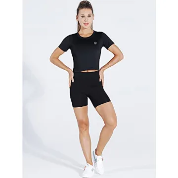 NELEUS Women's Athletic Running Crop Shirts - 3 Pack