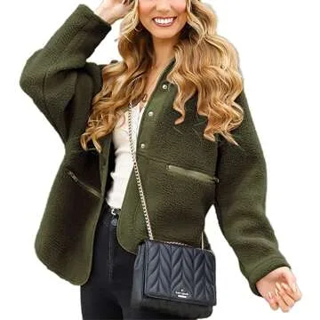 PRETTYGARDEN Women's Casual Long Sleeve Sherpa Fleece Jacket with Pockets