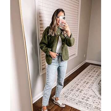 Warm Sherpa Fleece Jacket with Pockets for Women