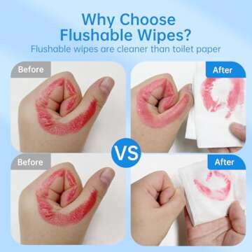 MATERN'ELLA Flushable Wipes, Unscented Adult Wet Wipes with Dandelion & Aloe Vera, Personal Cleansing Toilet Wipes 100% Plant Based Fibers Soft and Septic Sewer Safe 320 Wipes (8 Packs of 40)