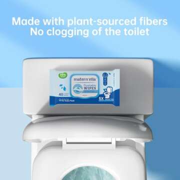 MATERN'ELLA Flushable Wipes, Unscented Adult Wet Wipes with Dandelion & Aloe Vera, Personal Cleansing Toilet Wipes 100% Plant Based Fibers Soft and Septic Sewer Safe 320 Wipes (8 Packs of 40)