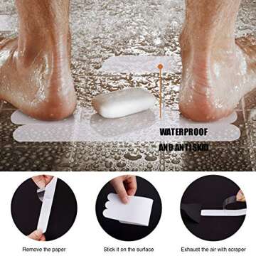 Secopad Anti Slip Shower Stickers 24 PCS Safety Bathtub Strips Adhesive Decals with Premium Scraper