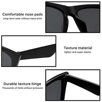 ZYOMY Vintage Square Cat Eye Sunglasses for Women Trendy UV 400 Protection Black and Champagne Sunglasses 2-Pack