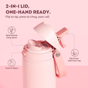 POWCAN 24 oz Insulated Water Bottle: 2-in-1 Lid for Active Lifestyles