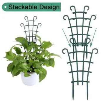 UWIOFF Trellis for Potted Plants, Mini Garden Trellis for Climbing Plants Stackable Plant Trellis Indoor Plastic Potted Plant Support DIY Climbing Trellis Flower Pots Supports, 4 Pack