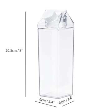 Jinberry 500ml/17Oz Cute Clear Milk Carton Water Bottle Portable Drinkware for Outdoor Climbing Tour...