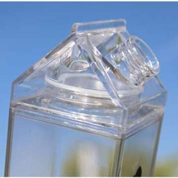 Jinberry 500ml/17Oz Cute Clear Milk Carton Water Bottle Portable Drinkware for Outdoor Climbing Tour or Camping