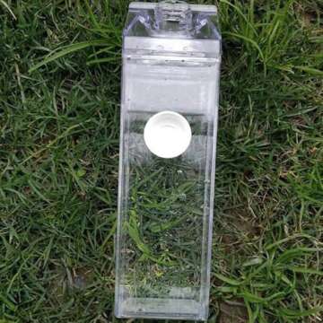 Jinberry 500ml/17Oz Cute Clear Milk Carton Water Bottle Portable Drinkware for Outdoor Climbing Tour or Camping