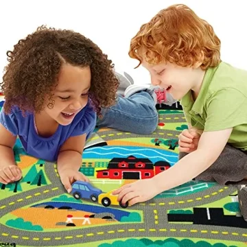 Melissa & Doug Round the Town Activity Rug and Car Set