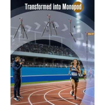 CAMBOFOTO 74-inch-Professional-Camera-Photography-Tripod, Ball Head Aluminum DSLR/SLR Tripod & Monopod with Carry Bag Compatible with Canon Nikon Binoculars Laser Telescope (Weight 3 Lbs, 13Lbs Load)