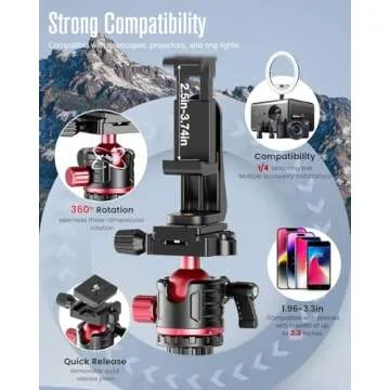 CAMBOFOTO 74-inch-Professional-Camera-Photography-Tripod, Ball Head Aluminum DSLR/SLR Tripod & Monopod with Carry Bag Compatible with Canon Nikon Binoculars Laser Telescope (Weight 3 Lbs, 13Lbs Load)