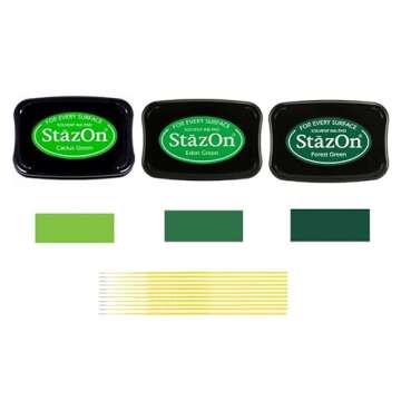 StazOn Multi-Surface Solvent Ink Pad Bundle - 3 Pk StazOn Solvent Ink Pads - Cactus Green, Eden Gree...
