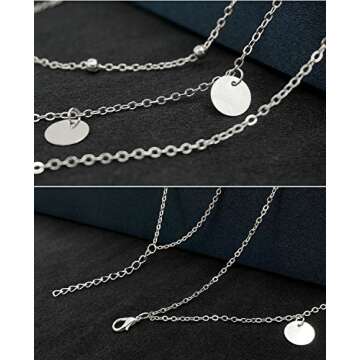 Wowanoo Layered Chain Choker Necklace with Moon Pendant