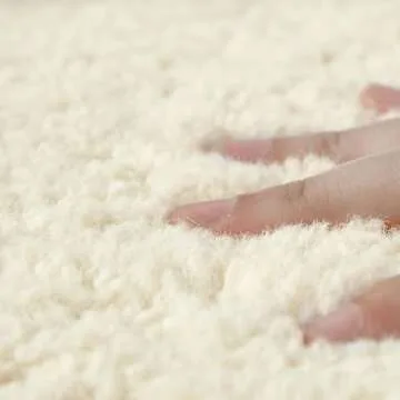 ESRADA Mid-Century Modern Teddy Fleece Upholstered Armchair Accent Chair for Living Room with Footstool