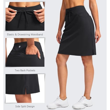 SANTINY Women's 20'' Knee Length Golf Skort with Pockets