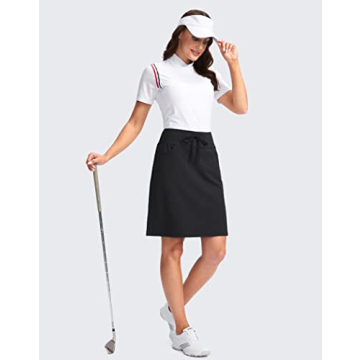 SANTINY Women's 20'' Knee Length Golf Skort with Pockets