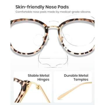 Cyxus Blue Light Glasses for Women, Blue Light Blocking Eyeglasses for Women, Round Computer Eyewear Anti Eye Strain Glasses