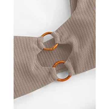 ZAFUL Women's Ribbed O-Ring String Bikini Set for Summer Fun