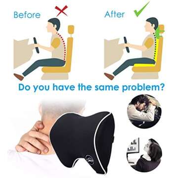 ICOMFYWAY Car Neck Support Pillow for Neck Pain Relief When Driving,Headrest Pillow for Car Seat wit...