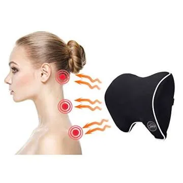 ICOMFYWAY Car Neck Support Pillow for Neck Pain Relief When Driving,Headrest Pillow for Car Seat with Soft Memory Foam – Black