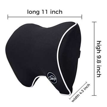 ICOMFYWAY Car Neck Support Pillow for Neck Pain Relief When Driving,Headrest Pillow for Car Seat with Soft Memory Foam – Black