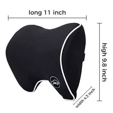 ICOMFYWAY Car Neck Support Pillow for Neck Pain Relief When Driving,Headrest Pillow for Car Seat with Soft Memory Foam – Black