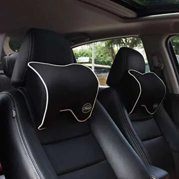 ICOMFYWAY Car Neck Support Pillow for Neck Pain Relief When Driving,Headrest Pillow for Car Seat with Soft Memory Foam – Black