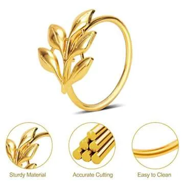 KPOSIYA Set of 20 Leaf Napkin Rings Metal Gold Napkin Holder Table Napkin Rings for Dinning Table Pa...