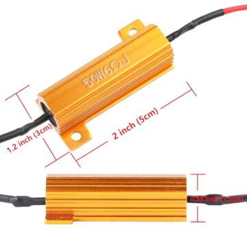Aaron 4Pcs 50W 6ohm Load Resistors - Fix LED Bulb Fast Hyper Flash Turn Signal Blink Error Code (Res...
