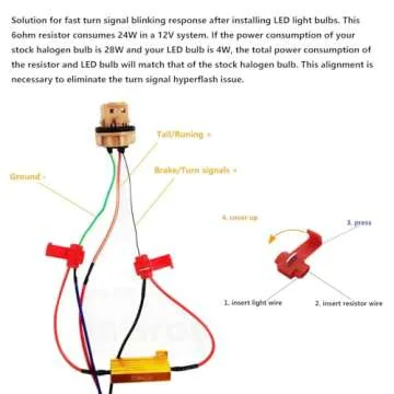 Aaron 4Pcs 50W 6ohm Load Resistors - Fix LED Bulb Fast Hyper Flash Turn Signal Blink Error Code (Resistors get very hot during working)