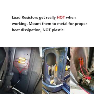 Aaron 4Pcs 50W 6ohm Load Resistors - Fix LED Bulb Fast Hyper Flash Turn Signal Blink Error Code (Resistors get very hot during working)