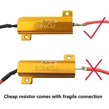 Aaron 4Pcs 50W 6ohm Load Resistors - Fix LED Bulb Fast Hyper Flash Turn Signal Blink Error Code (Resistors get very hot during working)