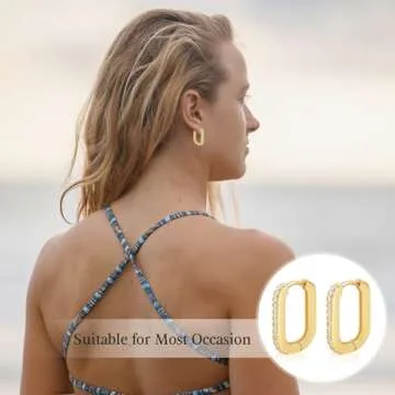 BMMYE Small Square Huggie Hoop Earrings 14k Gold Square Earrings for Women Tiny Rectangle Huggie Earrings for Women Hypoallergenic Minimalist Earrings Dainty Cartilage Earring Sets for Women Gift