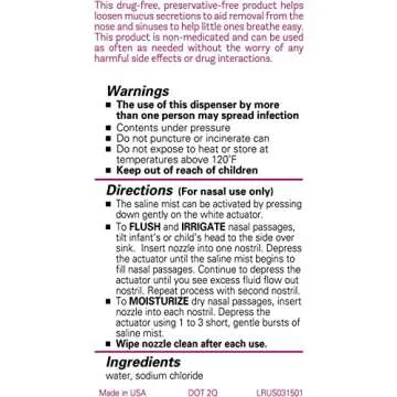 Little Remedies Sterile Saline Nasal Mist, Safe for Newborns, 3 oz (Pack of 1)