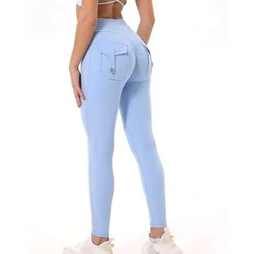 Danysu Cargo Leggings with Pockets for Women Scrunch Butt Lifting Leggings V Cross Waist Tummy Control Casual Yoga Leggings