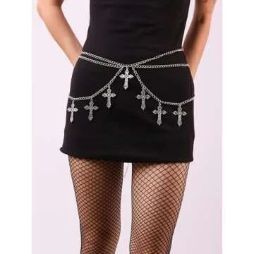 Gothic Punk Grunge Cross Waist Chain Belt for All