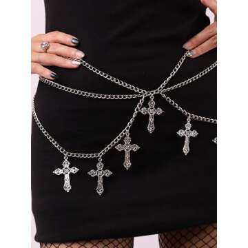 Gothic Punk Grunge Cross Waist Chain Belt for All