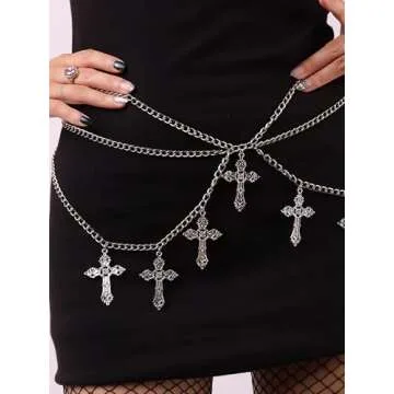 Gothic Punk Grunge Cross Waist Chain Belt for All