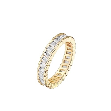 PAVOI 14K Gold Plated Cubic Zirconia Eternity Band for Women - Size 6