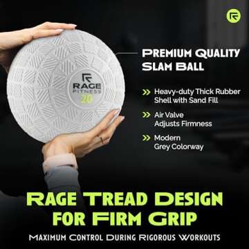 Rage Fitness Slam Balls for Exercise, Tread Texture For Firm Grip, Full Body Exercise Ball, Soft Sla...