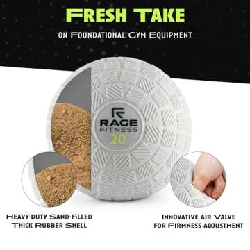 Rage Fitness Slam Balls for Exercise, Tread Texture For Firm Grip, Full Body Exercise Ball, Soft Slam Ball for Exercise, 15lb Weighted Smash Ball, Perfect Toning Ball for Flexibility and Core Workouts