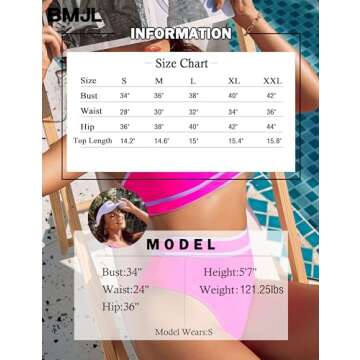 Sporty High Waisted Bikini Set for Women - Hot Pink