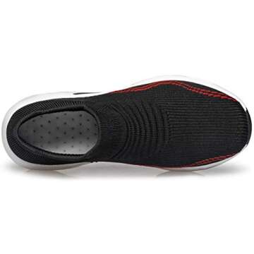 DOUSSPRT Womens Walking Shoes Slip on Sock Sneakers Lady Girls Nurse Mesh Air Cushion Platform Loafers Fashion Casual Size 10 Black&White
