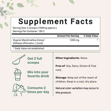 Micro Ingredients Organic Marshmallow Root Powder, 8 Ounce, Filler Free and Traditionally Used, Supp...