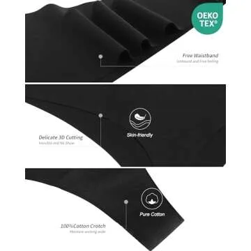 DEANGELMON Seamless Thongs for Women No Show Thong Underwear Women Comfortable Multiple Pack（6P7,S）