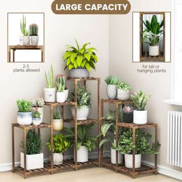 HOMKIRT Plant Stand Indoor Outdoor, 11 Tier Corner Shelf Wood Rack Organizer Display for Multiple Plants Large Ladder Holder Flower Stand for Living Room Patio Porch