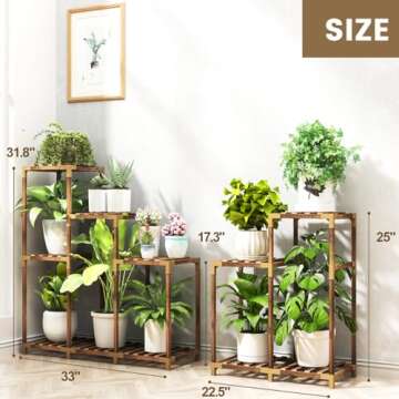 HOMKIRT Plant Stand Indoor Outdoor, 11 Tier Corner Shelf Wood Rack Organizer Display for Multiple Plants Large Ladder Holder Flower Stand for Living Room Patio Porch
