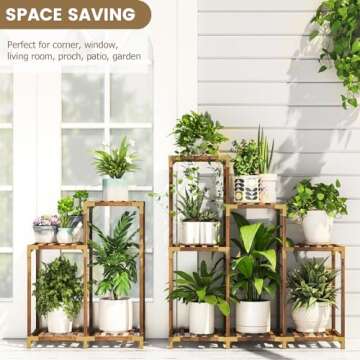 HOMKIRT Plant Stand Indoor Outdoor, 11 Tier Corner Shelf Wood Rack Organizer Display for Multiple Plants Large Ladder Holder Flower Stand for Living Room Patio Porch