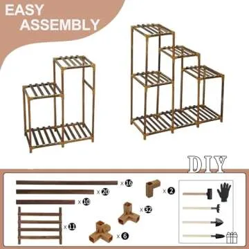 HOMKIRT Plant Stand Indoor Outdoor, 11 Tier Corner Shelf Wood Rack Organizer Display for Multiple Plants Large Ladder Holder Flower Stand for Living Room Patio Porch